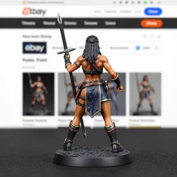 Fine Image on the store website, eBay, Full body, 80mm resin detailed miniature of a Muscular female warrior, view from behind