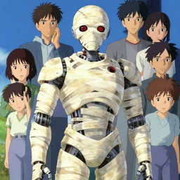 maximalist mummified robot, trending on pixiv fanbox, painted by makoto shinkai takashi takeuchi studio ghibli, akihiko yoshida, yoshitaka amano, wangechi mutu, clean cel shaded vector art. shutterstock. behance hd by lois van baarle, artgerm, helen huang, rossdraws, illustration