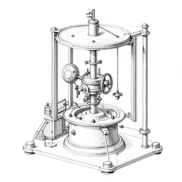 schematic of a steampunk physics apparatus