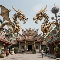 street view of a temple made of dragon skeletons, fantasy landscape made of fractals facing each other, ultra realistic, wide angle, intricate details, the fifth element artifacts, highly detailed by peter mohrbacher, hajime sorayama, wayne barlowe, boris vallejo, aaron horkey, gaston bussiere, craig mullins