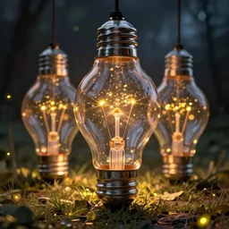 big lightbulbs with fireflies in them