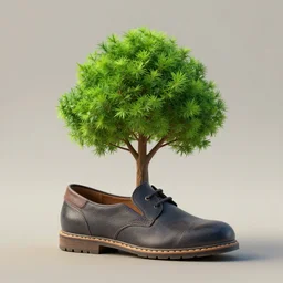 A little tree in a shoe, digital art, trending on artstation, HDR