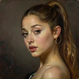 portrait of ariana grande, painting by jan matejko, classical art, oil on canvas, wet - on - wet technique, beautiful, highly realistic, expressive emotions, intricate textures, illusionistic detail,