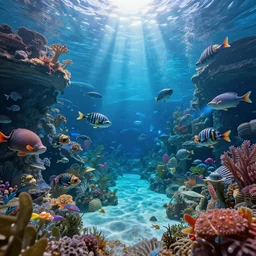 an amazing underwater amusement park, photorealistic, detailed