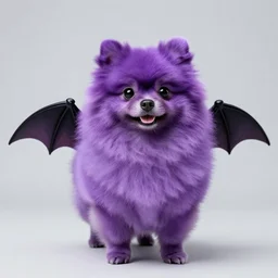 purple pomeranian with bat wings
