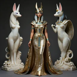 metal couture bastet editorial, ancient egyptian haute couture by neri oxman, still frame from'gods annihilation'( 2 0 3 3 ) by guillermo del toro, opal goddess kitsune sculpture rendering by michelangelo, expressive editorial by malczewski