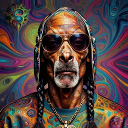 snoop dog highly detailed psychedelic portrait art , symmetrical