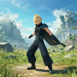 Final Fantasy 7 landscape surrounding Steve Harvey as he spins wildly