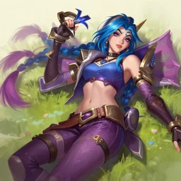 detailed sharp art of katarina from league of legends laying down pose