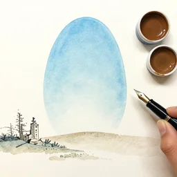 light blue, render, coffee paint, by akihiko yoshida, 4 d, dot, art by agnes lawrence pelton, watercolor, flat design, chinise painting, terragen, by aaron horkey, fountain pen