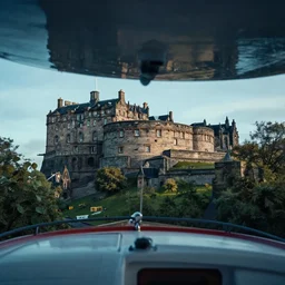 edinburgh city deep underwater, edinburgh castle, view of boat from underneath, sharp focus, surrealism, cinematic concept art, unreal engine, 4 k wallpaper, national geographical