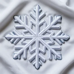 surreal photography silk snowflake with embroidered face