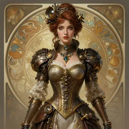 Claudia Christian as a beautiful steampunk woman, intricate, elegant, highly detailed, centered, digital painting, artstation, concept art, smooth, sharp focus, illustration, art by artgerm and donato giancola and alphonse mucha