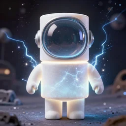 realistic photo of a a male marshmallow doll space mask head with spikes, front x - ray view, empty soft glowing space filled with sparkles, emitting electric tesla aura radiation, 1 9 6 0, life magazine photo, natural colors, metropolitan museum, kodak, 8 k, very detailed, high resolution, product photo,
