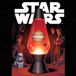 a lava lamp with jupiter and its odsts inside. donato giancola and greg rutkowski and wayne barlow. structured 1 9 9 8 cover. star wars.