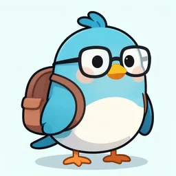 cartoon bird bird wearing a backpack and glasses