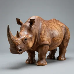 a Wood Statue of a rhino