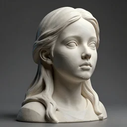 dramatic 3 d sculpture of a girl with melting face style, studio light, highly detailed, realistic