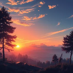 sunset, digital art, 8 k