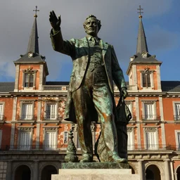 A giant bronze statue of Mariano Rajoy in the middle of Madrid