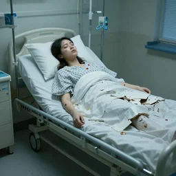 I woke up in pieces, hospital bound, surreal, fantasy, digital art