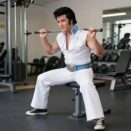 Elvis at the gym having fun.