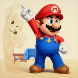 Super Mario in an intricate painting by Salvador Dali
