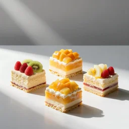so delicious fruits cakes on the table, worm dynamic lighting, products photo