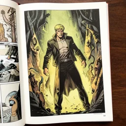 a page out of an hp lovecraft comic book, detailed, full color, 8 k