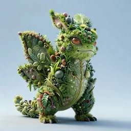 an exotic creature with outside organs made up of vegetation, plain light blue background, dslr, fine details, soft light