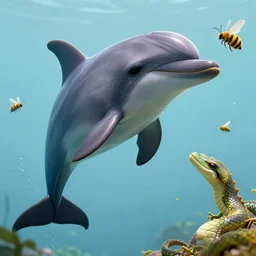 🐬 as 🦓 as 🐆 as 🐝, hyper detailed, digital art, trending in artstation, cinematic lighting, studio quality, smooth render, unreal engine 5 rendered, octane rendered, by sergey grechanyuk