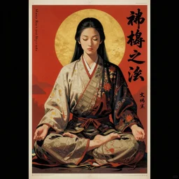 poster of a beautiful meditating samurai by hans ruedi giger