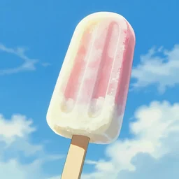 a giant!!!! popsicle, with clouds INSIDE THE POPSICLE, blue sky, low angle, cinematic, makoto shinkai