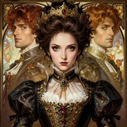 symmetry!!!!!! darkest dungeon beautiful anime victorian queen close portrait, wearing ornate clothing, highly detailed, expressive realistic eyes anime, dynamic lighting, digital art, digital painting, artstation, wlop, sharp focus, illustration, art by artgerm and greg rutkowski and alphonse mucha, 8 k