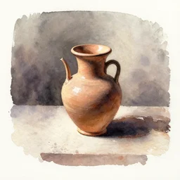 small centered on watercolor paper, paint brush strokes, abstract watercolor painting of roman pottery, clay work, cinematic light, national romanticism by hans dahl, by jesper ejsing, by anders zorn, by greg rutkowski, by greg manchess, by tyler edlin