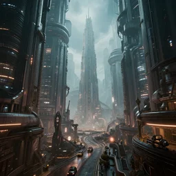 inside a aetherpunk city, extremely detailed, 8k, HDR, award-winning, octane render, trending on artstation, volumetric lighting