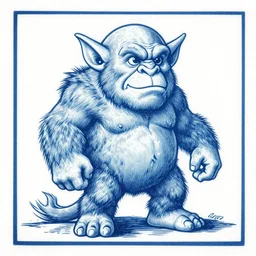 blue woodcut print cartoon, gnoll by greg rutkowski, fine details, highly detailed
