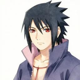sasuke portrait by yoshitaka amano and moebius, watercolor, soft, delicate, masterpiece, anime