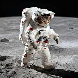 a cat astronaut walking on the moon, photorealistic, 4 k