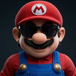 serious rap album cover of realistic gritty dark rap super mario wearing sunglasses. hyper detailed, 4 k, high quality, smooth, sharp focus