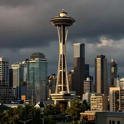 surrealist seattle cityscape by rebecca mills