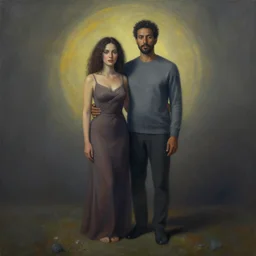 a full body portrait of couple painted by rob gonsalves, surrealistic, good light, magical atmosphere.