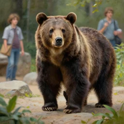 a bear at a busy zoo, highly detailed painting by gaston bussiere, craig mullins, j. c. leyendecker