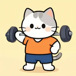 a bodybuilder cat cartoon