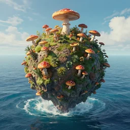 mandelbulb rising from oceans, high detailed, island, environment art, artstation, mushrooms, toad n - 9
