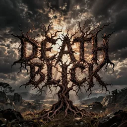 death metal logo, unreadable letters, looks like varicose veins forming words, letters extending like tree branches, zdzislaw beksinski