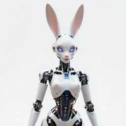beautiful centered Fine art photo portrait o Jessica Rabbit as a solarpunk robotic humanoid, white mechanical parts with led lights, photorealistic, white background, highly detailed and intricate, outdoor lighting, HDR 8k