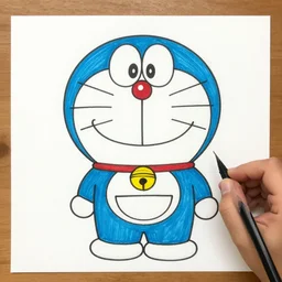 doraemon drawn by a 5 years old
