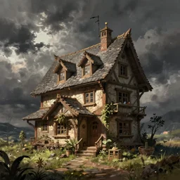 house in the style of angrymikko, digital painting, fantasy art