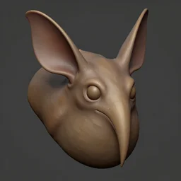 barnacle, muscular, chiroptera head, chiroptera ears, chiroptera nose, barnacle, artstation, cgsociety, zbrush, no background